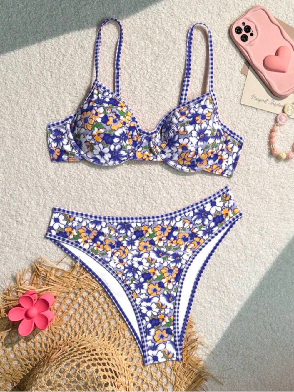 Floral Blue & Yellow Two-Piece Bikini Set